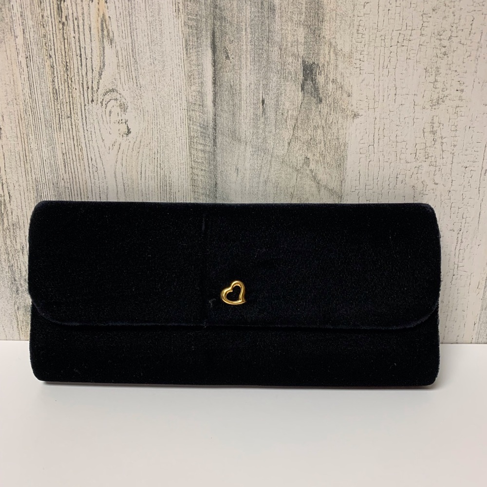 Victoria’s Secret Black Velvet Gold Heart Clutch